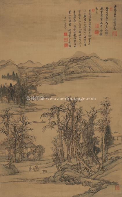 王翚--仿李营介平林牧图-50.8X82cm