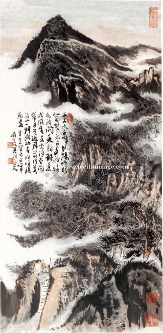 陆严少-西山太白峰-35x71cm