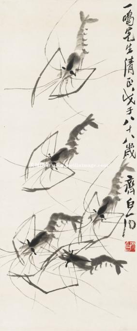 齐白石-群虾图-135x56cm