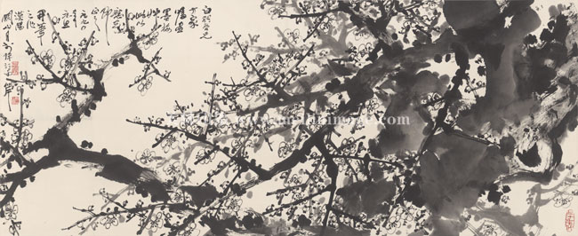 关山月-墨梅105X256cm