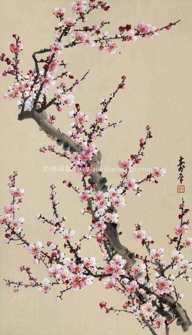 董寿平-红梅-纸-34X59cm